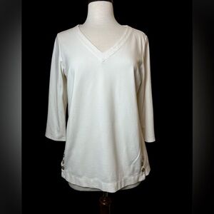 J. Jill Wearever Collection Tunic Size M Ivory 3/4 Sleeves Spandex Comfy